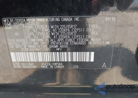 2011 Toyota Rav4 Limited from USA, damaged, VIN 2T3DF4DV2BW113265